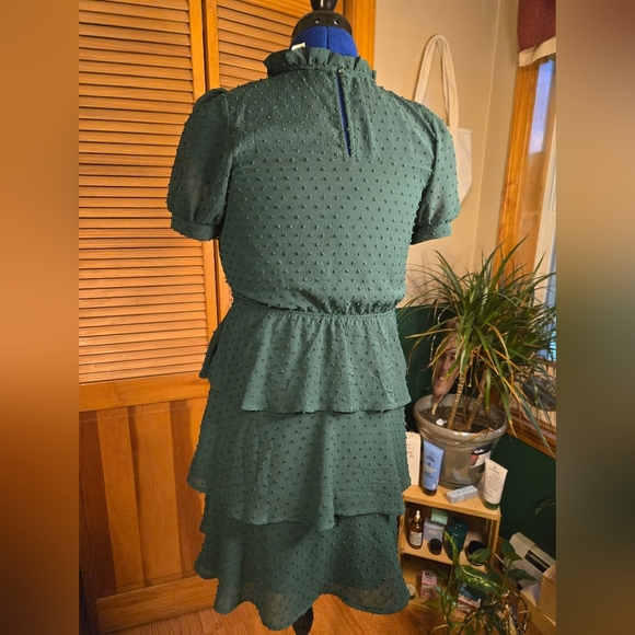 Monteau Forest Green Tiered Midi Dress - Picture 2 of 4